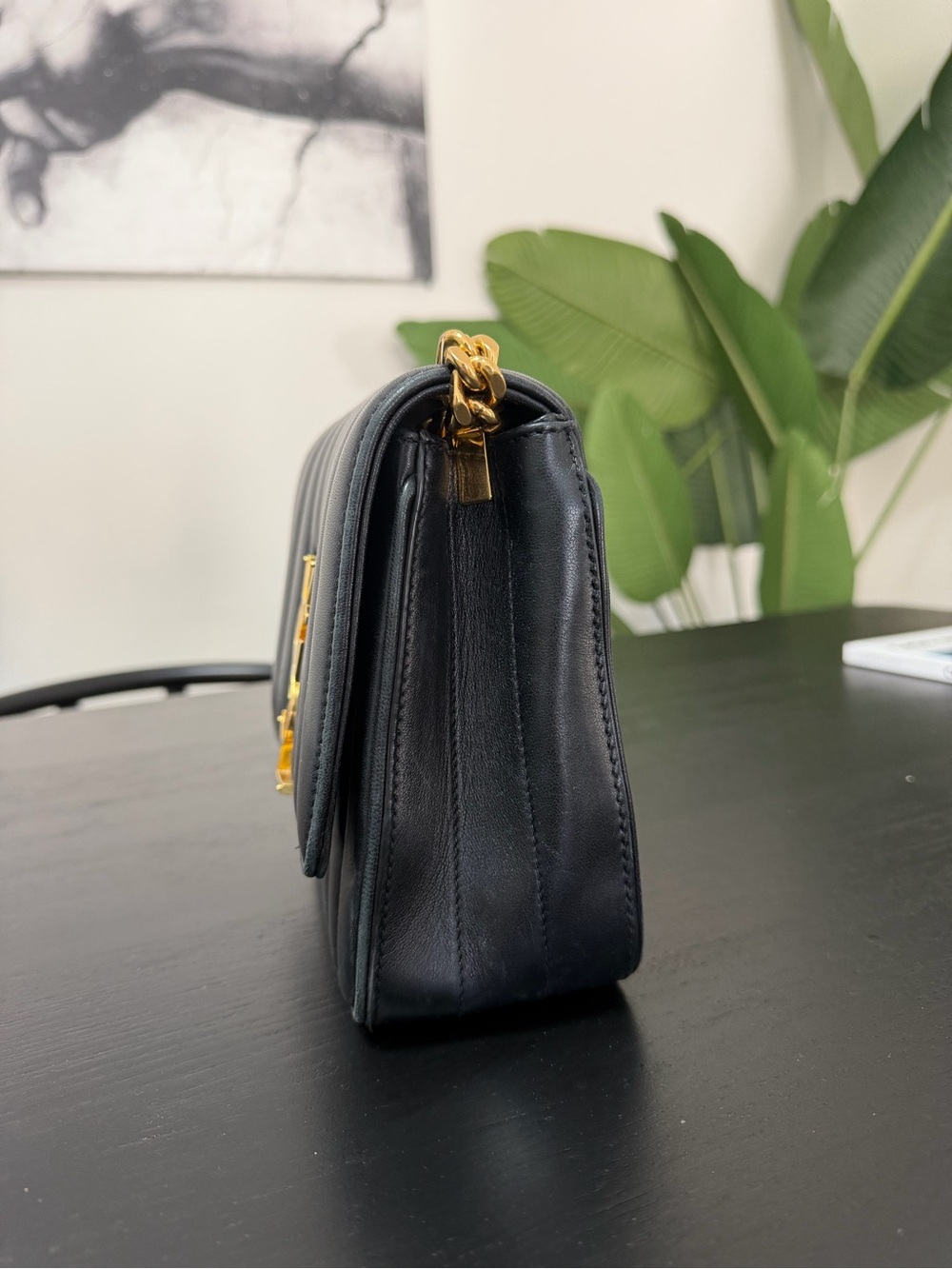Saint Laurent Black Quilted Leather Crossbody with Gold Hardware - Picture 5 of 8